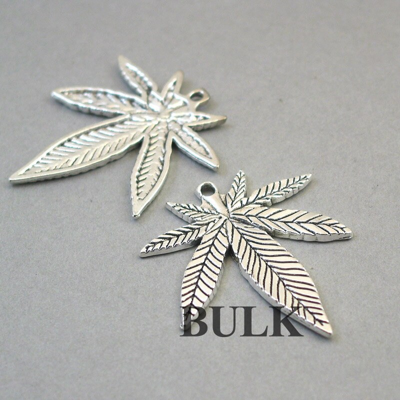 Wholesale Bulk Antique Silver/Bronze Marijuana Leaf Pot Charm Pendants 