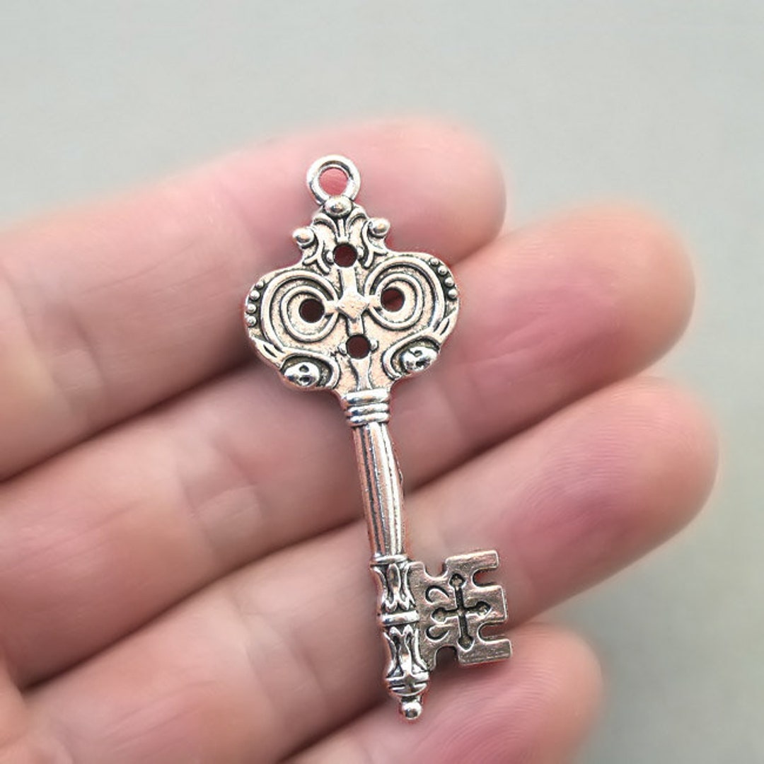 Key Charms Large Skeleton Key Pendant Beads up to 4 Pcs Etsy