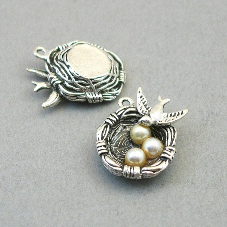 BULK 8 Bird Nest Charms Wholesale Bird Eggs Nest Pendant Etsy