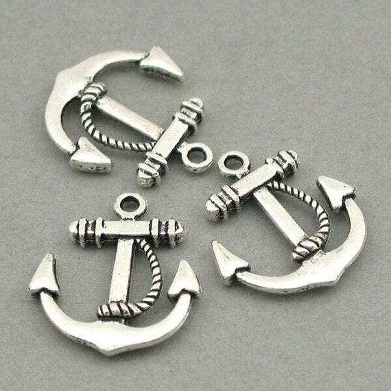 Anchor Charms, Ship Anchor pendant beads, up to 30 pcs, Antique Silver 19X22mm CM0554S
