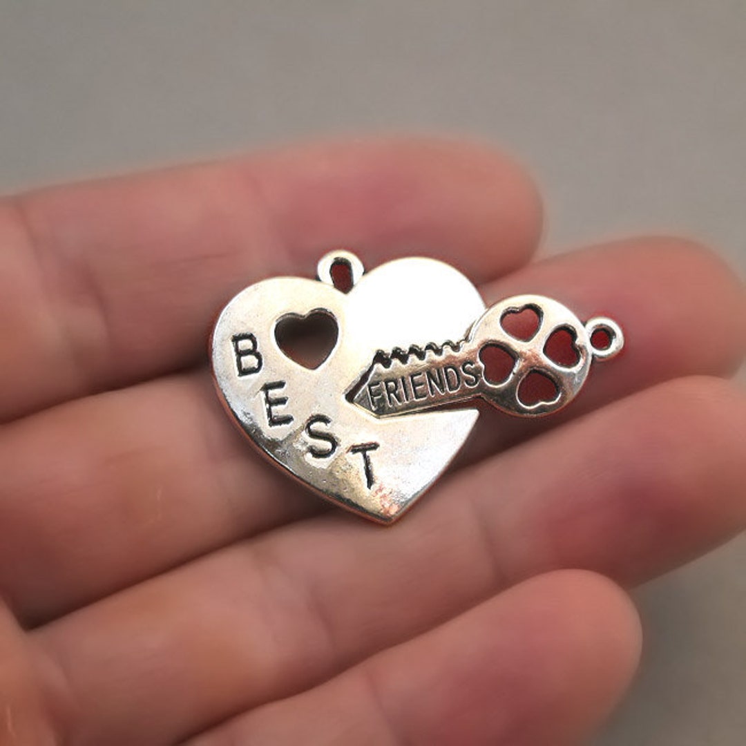 Best Friend Charms Heart Key Set Pendant Beads up to 6 Sets Etsy
