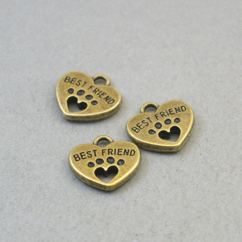 BULK 25 Heart Paw Charms Wholesale Best Friend Dog Paw Cat Etsy