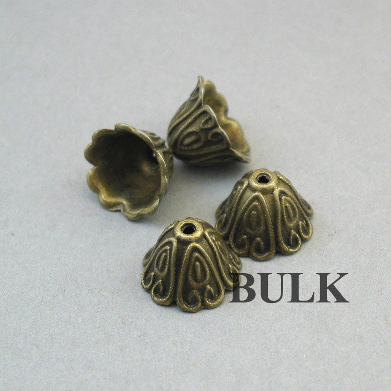 Bronze Trumpet Bell Flower Bead Caps 10x5mm (Fits 8 - 10mm beads) - 50 –  Small Devotions
