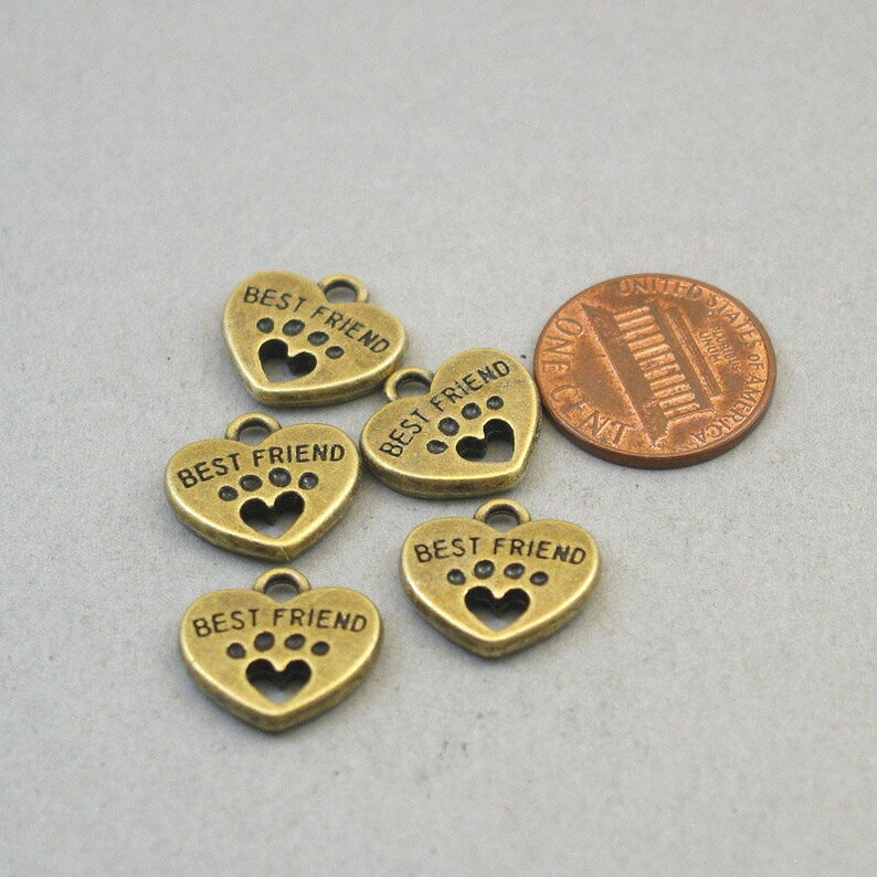 BULK 25 Heart Paw Charms Wholesale Best Friend Dog Paw Cat Etsy