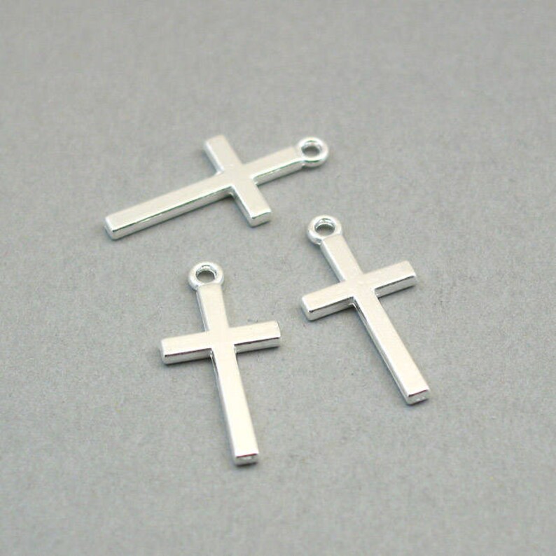 Wholesale Cross pendant beads Antique Silver 12X26mm CM1186S BULK 40 Cross Charms