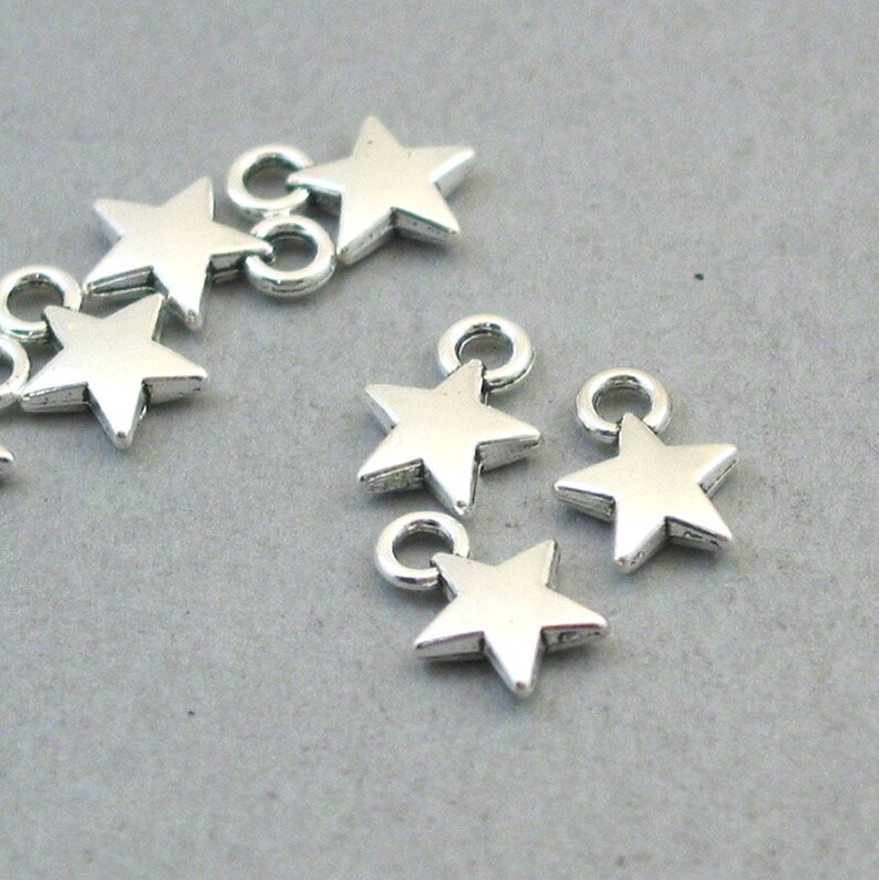 Star Charms Small Star Pendant Beads up to 30 Pcs Antique Etsy