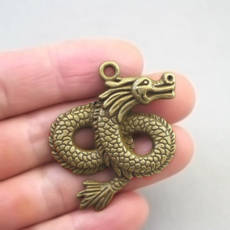 Wholesale 50pcs/bag 37x32mm Chinese Dragon Charms Wholesale For