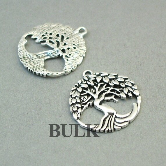 BULK 15 Tree Charms Wholesale Tree of Life Pendant Beads Antique
