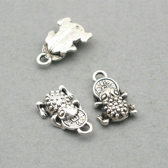 Toad Frog Charm Sterling Silver Antiqued Finish Toad Frog Charm Sterling Silver Antiqued Finish