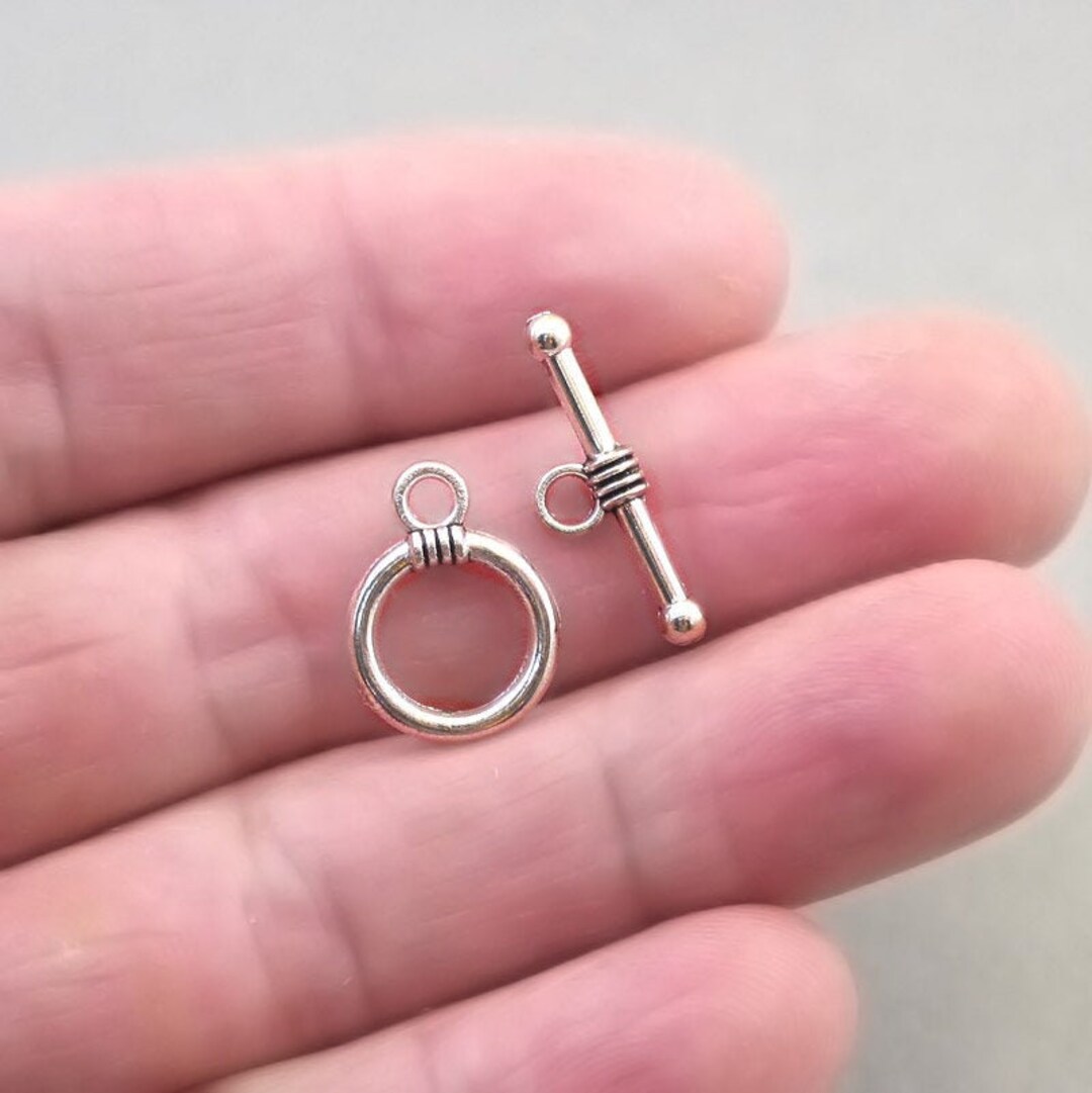 Simple Round Toggle Clasp, up to 40 Sets, Antique Silver 12x16mm ...