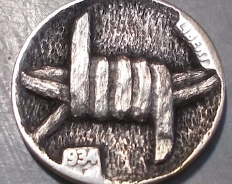 Deep Carved Hobo Nickel, Barbed