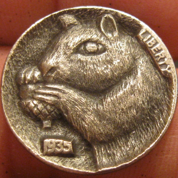 Deep Carved Hobo Nickel, Squirrel