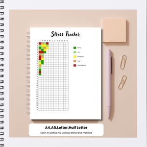 Minimalist Stress Tracker Printable • Annual Stress Log • Mental Health Planner Insert • A4 A5 Letter • Digital Download