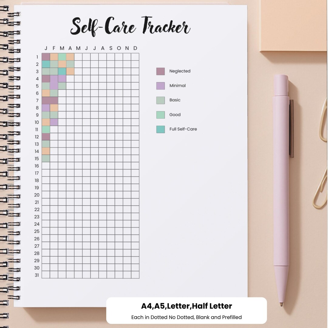 Self Care Tracker Printable | Annual Self-care Checklist | Mental ...