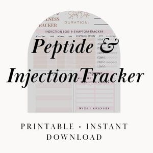 Peptide Injection Tracker Printable | Symptom & Dosage Log | GLP-1 and Wellness Tracker PDF | Instant Download