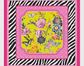 Pink Zebra in Bloom 33"x33" Mahjong Mat