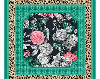 Emerald Leopard in Bloom 33"x33" Mahjong Mat