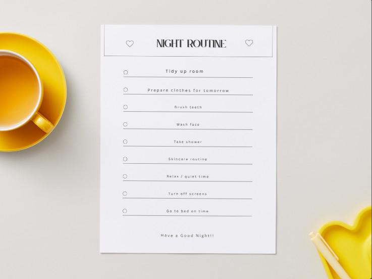 Night Task List Night Routine Checklist Printable | Universal & Blank | Habit Tracker ...