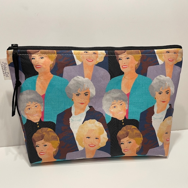 Golden Girls, Makeup Bag, Small Cosmetic Bag, Zippered Pouch, Ripstop nylon, Golden Gals bag, gold girls makeup bag, Toiletry Bag, lady bag