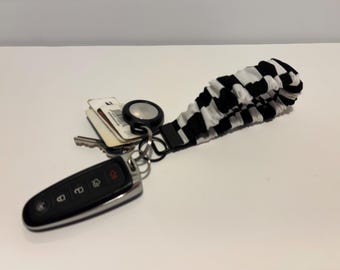 Checkerboard Scrunchy Keychain, Wristlet strap scrunchie,  Accessories, gift, key fob