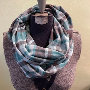 Teal Plaid Infinity Scarf, Plaid Scarf, Buffalo Plaid, Blue Plaid, scarf, Flannel scarf, Christmas Gift, Scarf, Funky scarf, Teal Plaid