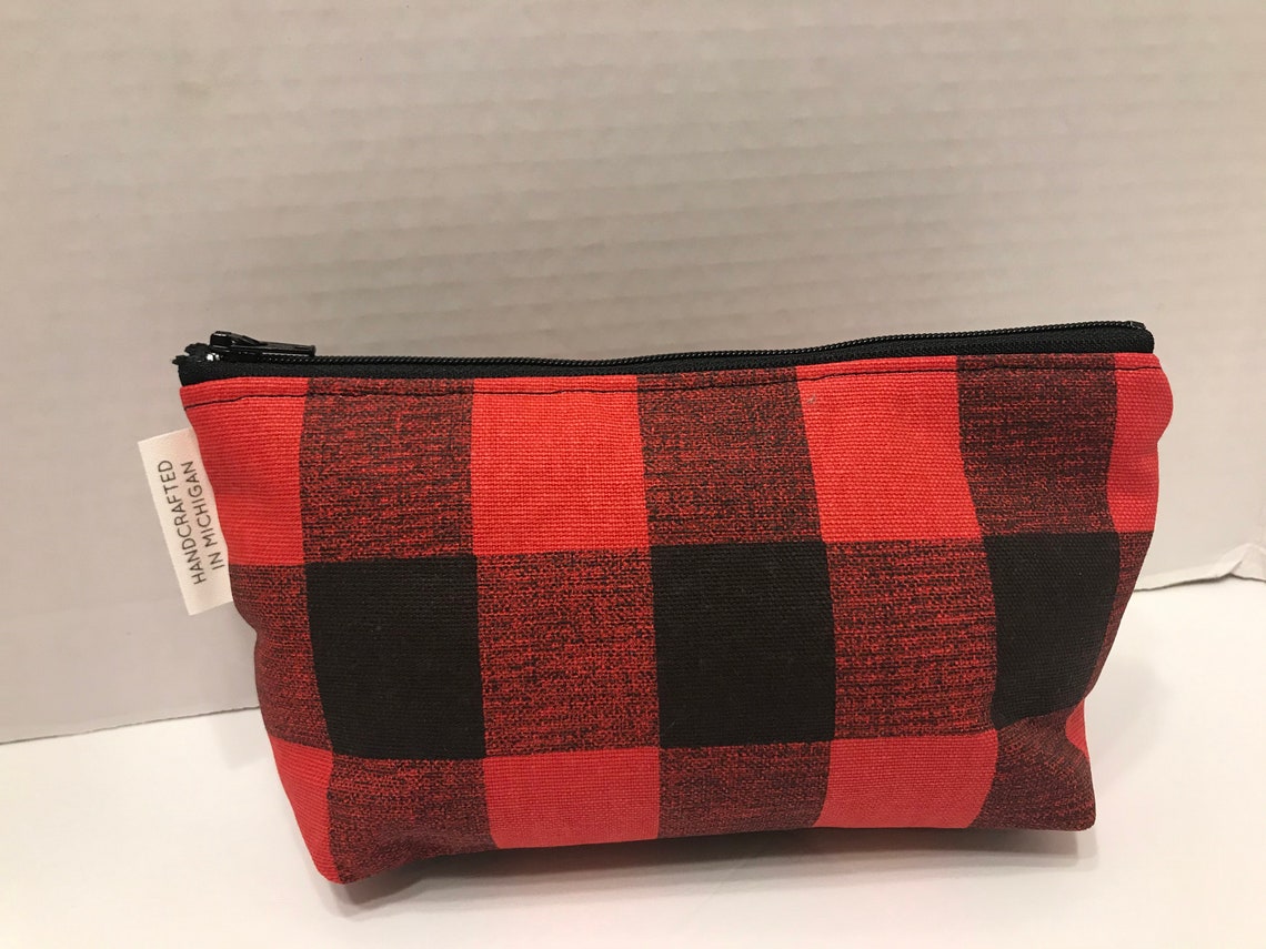 Buffalo Plaid Makeup Bag Small Cosmetic Bag Zippered Pouch | Etsy