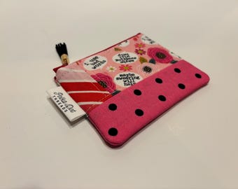 Quilted Swear Words Mini Zipper Pouch, Funny, Patchwork Striped Coin Bag