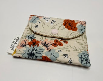Floral, Gift Card Holder, Mini Pouch, Snap Pouch, Coffee bag, coin pouch, lipstick Bag, change purse, coins, Envelope bag, gift card bag