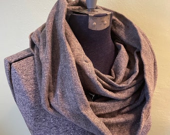 Gray Flannel Scarf, Herringbone, Mens Scarf, Mens Gift, Flannel Scarf, Infinity, Gray Plaid, Grey scarf, Christmas, Mammoth Flannel