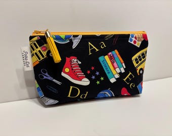 Small Teacher Makeup Bag, Back to School Ripstop Nylon Pouch, Zippered Cosmetic Gift