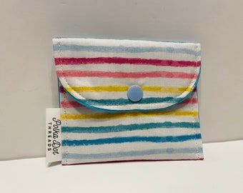 Stripes, Gift Card Holder, Mini Pouch, Snap Pouch, Coffee bag, coin pouch, lipstick Bag, change purse, coins, Envelope bag, Paint