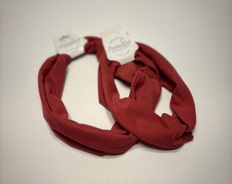 Mommy and Me Rust Headband Set, Jersey Knit Twist Headbands