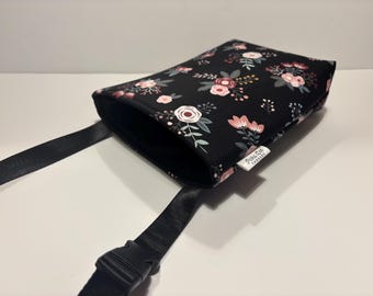 Floral Auto Trash Bag, Goth Flowers, Reusable Car Organizer, Dark colored Design