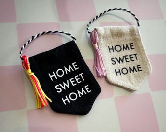 Dollhouse Banner Decor, Preppy, 1:12 Scale, Bunting, Home Sweet Home sign
