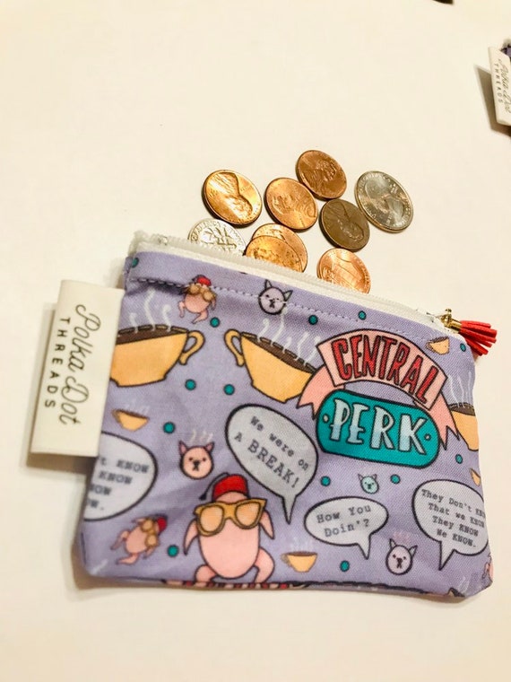 Daisy Face Coin Pouch, Burnt Orange, Zipper Pouch, Smiley Bag 