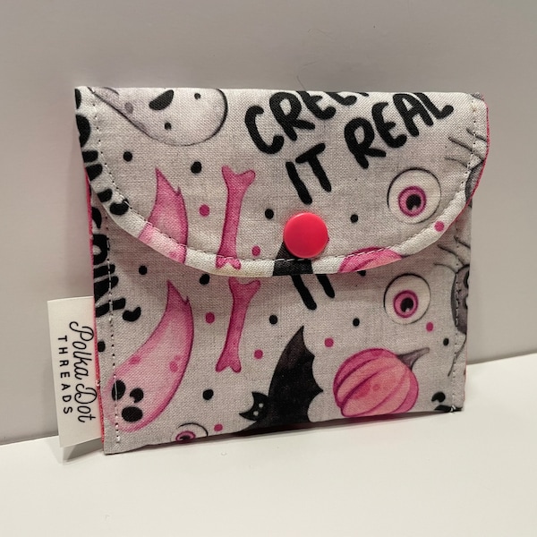 Creepin It Real, Ghost, Mini Pouch, Snap Pouch, Coffee, coin pouch, lipstick Bag, change purse, coins, Envelope, gift card holder, Halloween