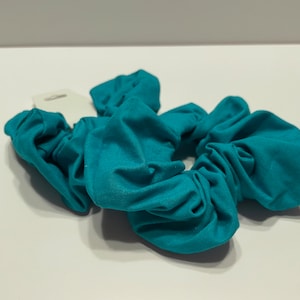 Teal Scrunchy, Solid Color, Hair tie, Pony tail, 90s, Scrunchies, Jumbo, Cotton, Big bun, Hair holder, Gift, Stocking stuffer, Aqua