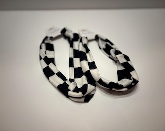 Mommy and Me Checkerboard Headband Set, Twist Top Knot