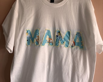 Camiseta bordada con aplique inverso MAMA