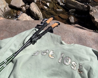 Sudadera con cuello redondo bordada con aplique inverso "Get Lose" / Regalo para excursionistas / Sudadera con cuello redondo "Explore"