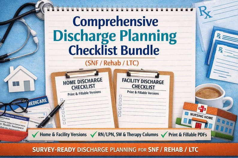 Discharge Planning Checklist Bundle | SNF Rehab LTC | Home & Facility ...