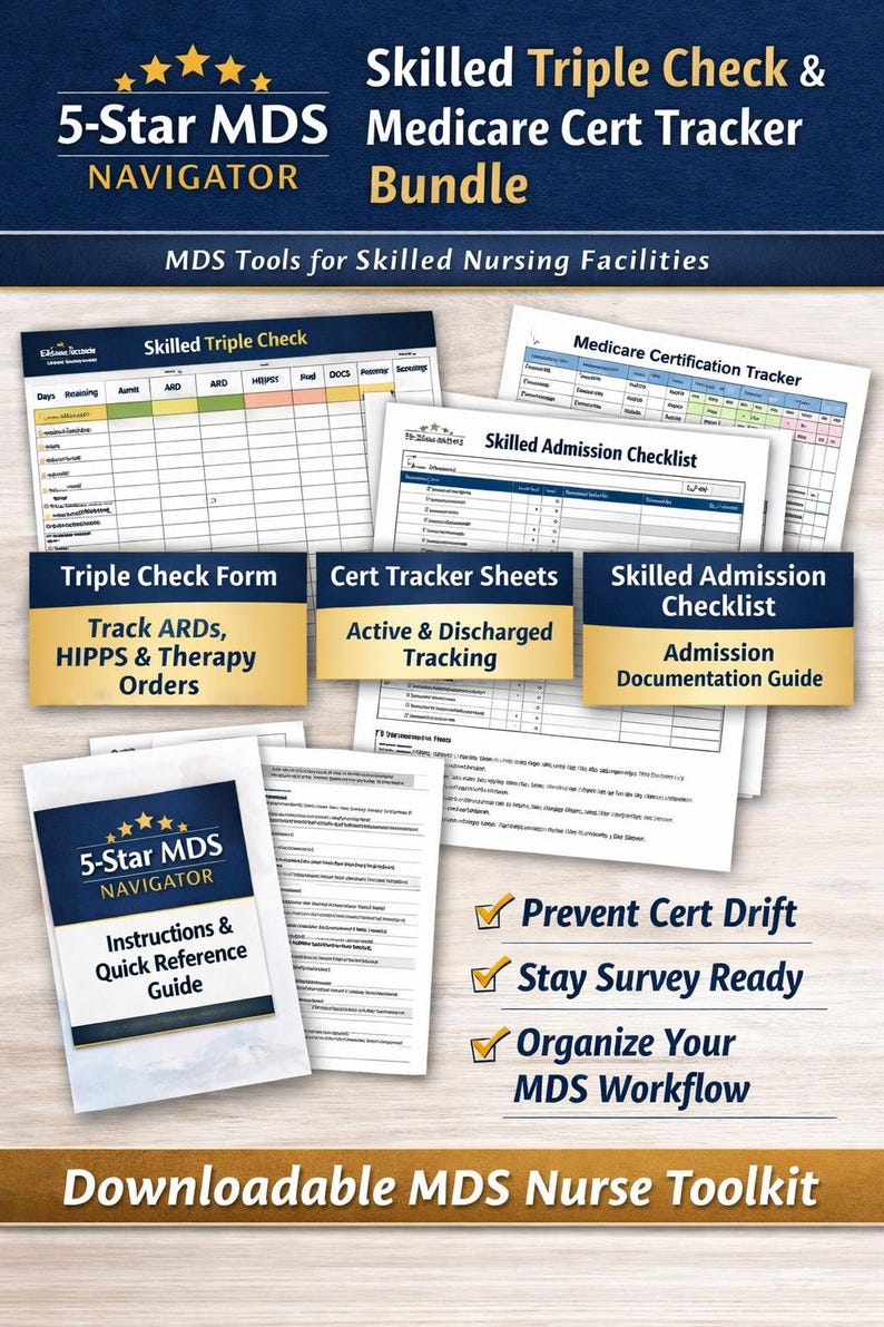 Skilled Nursing Triple Check & Medicare Cert Tracker | MDS Workbook ...