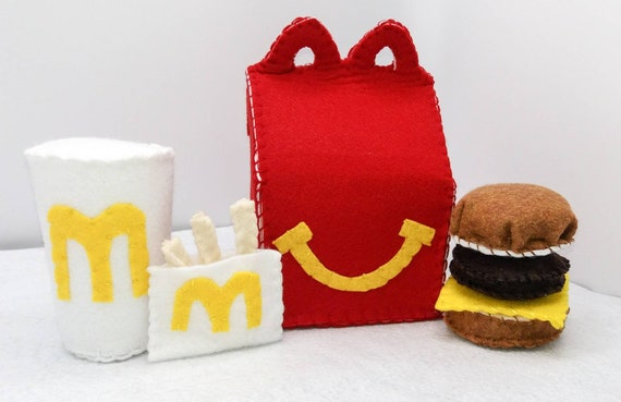 Mcdonalds Happy Meal Box: Cheeseburger French Fries Soda Pop 