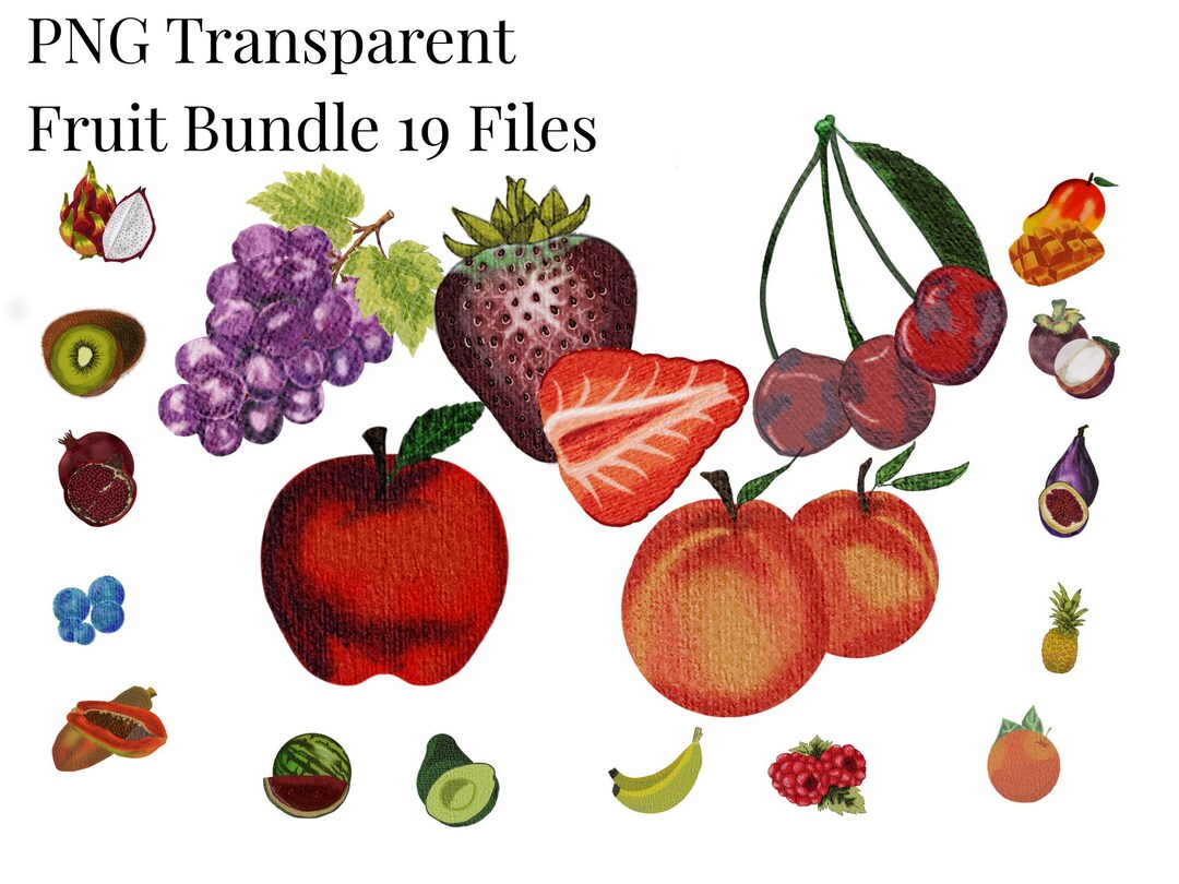 Fruit Clipart PNG Bundle, Transparent Background (digital Download) - Etsy