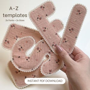 Szablon baneru z imionami dla dzieci w formacie PDF, alfabet A-Z, szycie puchowych liter do pokoju dziecięcego, natychmiastowe pobieranie