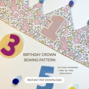 Birthday Crown Sewing Pattern: Reusable Fabric Crown with Numbers (PDF Download)