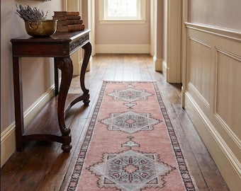 Hand-Knotted Wool Runner Rug | Muted Earth Tones, Antique Style, Turkish Decor