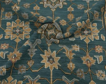 Hand Knotted Oushak Wool Rug, Light Blue Floral Oriental Area Rug