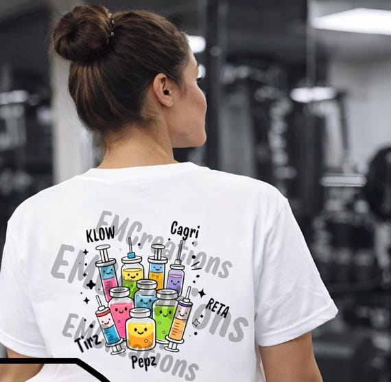 reta and klow Peptide Gym Shirt Design PNG benefit: Plumps Skin
