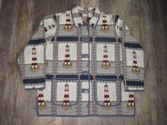 Rare Vintage 1990s Blair Lighthouse Patchwork Cho… - image 2